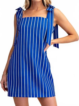 Glam Tie Strap Square Neck Mini Dress In Blue