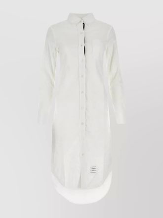 Thom Browne cotton point collar long-sleeve midi shirtdress