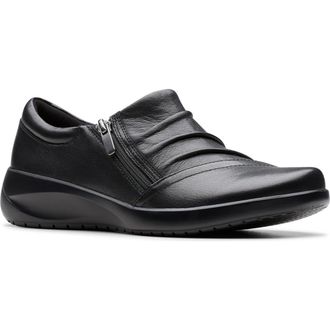 Clarks Kaetlyn Mila Side Zip Loafer in Black Leather at Nordstrom Rack, Size 6.5
