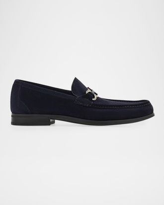 Ferragamo Men & apos;s Grandioso Suede Gancio-Bit Loafers