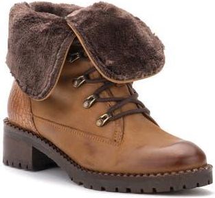 Vintage Foundry Co. Milan Faux Fur Lined Leather Lace-Up Boot in Tan at Nordstrom Rack, Size 8.5