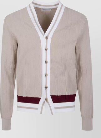 Dries Van Noten magpie cardigan contrast trim v neck