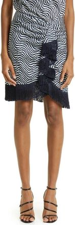 Cinq &agrave; Sept Lesly Ruched Fringe Skirt in Ivory/Navy at Nordstrom Rack, Size 0