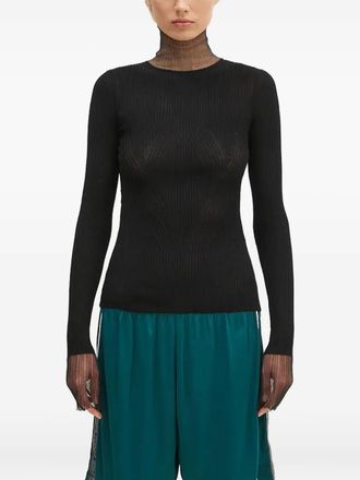 Sportmax Derris ribbed knitted top - women - Virgin Wool/Polyamide - M - Black