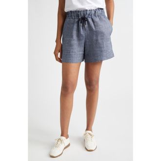 Eleventy Linen Blend Chambray Bermuda Shorts in Blue at Nordstrom, Size 10 Us