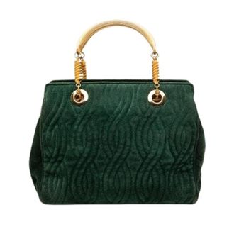 Fendi Pre-owned Handbags, female, Green, Size: ONE SIZE Pre-owned Quilted Suede Handbag