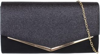 Girly HandBags Glitter Flap Clutch Bag - Black