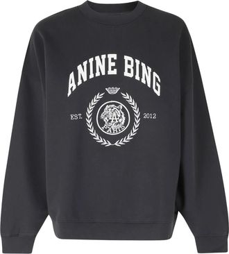 Anine Bing Miles Sweatshirt Collegiate - Dames - Sweatshirts - Zwart - S - Katoen - Hoodies & sweatvesten