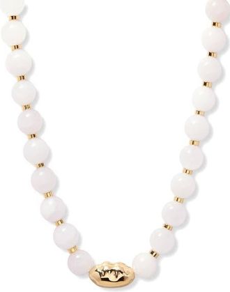 Brook & York Cora Semi Precious Beaded Necklace in Gold/White at Nordstrom