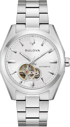 Bulova Surveyor Automatic Silver-tone Open Heart Dial Mens Watch 96A345