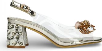 Laura Vita Marlene 12 Clear Golden Slip-On Cinderella Block Heel Sandals