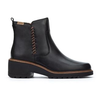 Pikolinos Zwarte leren enkellaarzen voor vrouwen - Dames - Laarzen met Hak - Zwart - 41 EU - Leer - Schoenen