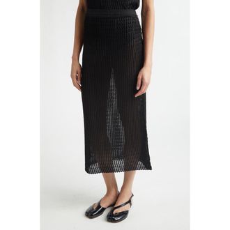 Maison Margiela Textured Rib Mesh Midi Skirt in Black at Nordstrom, Size Medium