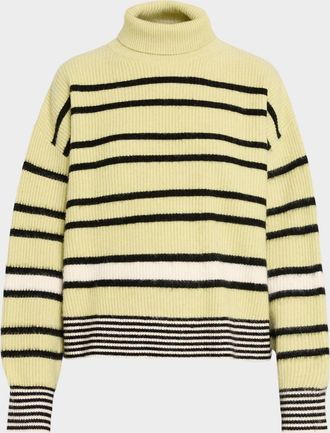 Zankov Junko Turtleneck Striped Merino-Cashmere Sweater