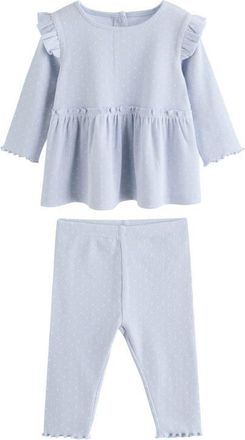 Next Kids Frill Hem T-Shirt & Leggings Set in Blue at Nordstrom, Size 9-12M