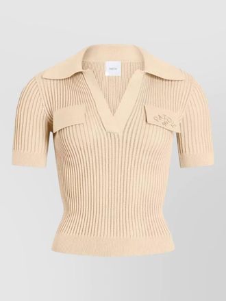 Patou embroidered cotton knit polo shirt