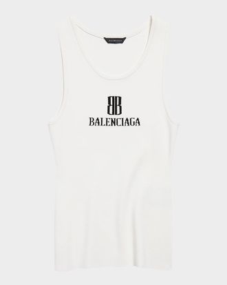 Tシャツ・カットソー BALENCIAGA WHITE STRETCH WOOL BLEND TANK TOP Balenciaga Sleeveless T-shirt | Men's Clothing | Vitkac