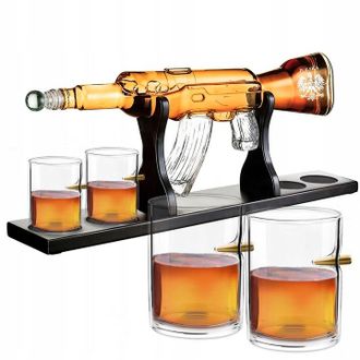 OEM Juego De Whisky, Jarra, Rifle, 4 Vasos, Grabado, Regalo De Cumplea&ntilde;os, Fiestas