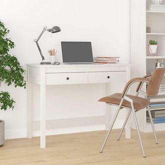 Berkfield Home Desk with Drawers White 100x50x78 cm Solid Wood Pine | Size: 100 x 50 x 78 cm