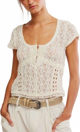 Free People Claro Short Sleeve Tee In Whisper White