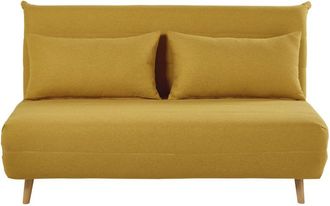 Maisons du monde Sofá cama de 2 plazas amarillo mostaza