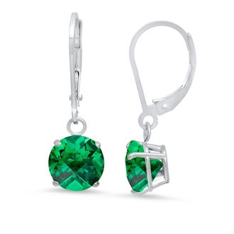 MAX + STONE Solid 10K Yellow or White Gold 8mm Gemstone Dangle Earrings