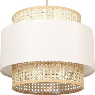 Beliani L&aacute;mpara De Techo De Poli&eacute;ster Rat&aacute;n Algod&oacute;n Natural Beige Claro 172 Cm Yumuri