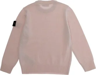Stone Island Boys Crew Neck Sweater Pink Wool Tops Top