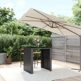 vidaXL Mesa Alta Bar Rat&aacute;n Pe Y Superficie Vidrio Negro 105x80x110 Cm Vidaxl
