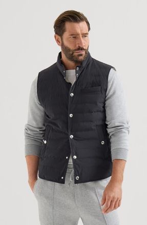 Brunello Cucinelli Bonded taffeta lightweight down vest in Navy Blue at Nordstrom, Size Xx-Small