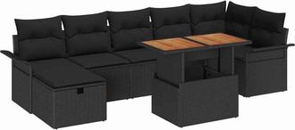vidaXL Conjunto De Sof&aacute; De Jard&iacute;n Con Coj&iacute;n 8 Pcs Negro Polirat&aacute;n Vidaxl