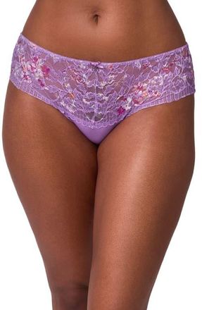 Montelle Intimates Floral Lace & Microfiber Hipster Panties in Tulip/Tulip Field at Nordstrom, Size Xx-Large