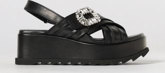 Roger Vivier Sandalo con zeppa Slidy Viv in pelle con fibbia gioiello