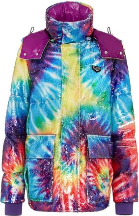 Philipp Plein Jassen, Dames, Veelkleurig, S, Nylon, Sequin Encrusted Tie-Dye Oversize Bomber Jacket