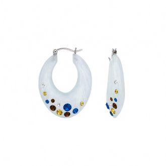 Gold & Honey Womens Small Marquise Confetti Hoop Earrings In Blue
