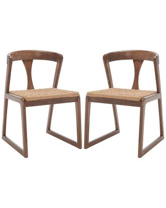 Safavieh Couture Set Of 2 Jamal Walnut Woven Dining Chairs