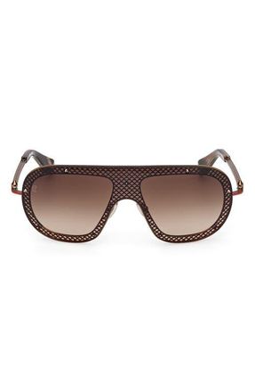Christian Louboutin 130mm Shield Sunglasses in Bronze /Bronze Red Enamel at Nordstrom