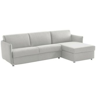 Dmora Dmora - Sof&aacute; Cama Con Pen&iacute;nsula Sumirago, Sof&aacute; Esquinero Convertible Para Sal&oacute;n, Acolchado, Desenfundable, 100% Made In Italy, 260x160 H90 Cm, Gris Cl