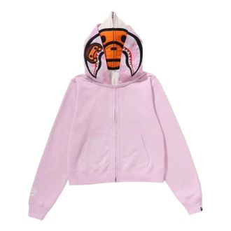 A Bathing Ape Milo Shark Cropped Full Zip Double Hoodie Pink 2M30-215-301-PNK