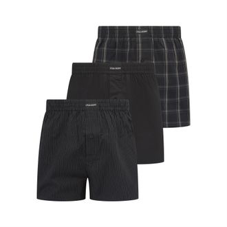 Lyle & Scott Heren Geweven Boxershorts (Set van 3) (Zwart)