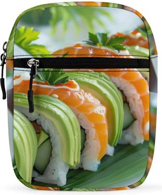 Generic Sushi Dill Pickles Print Crossbody Bag Adjustable Satchel Cute Shoulder Bag Lightweight Sling Bags