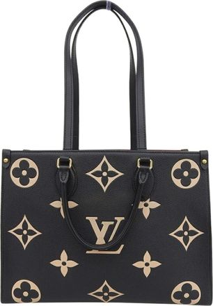 Louis Vuitton Beige Black Leather Tote Bag (Pre-Owned)