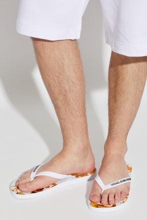 Versace Jeans Couture Rubber Flip-flops With Logo, Mens, White