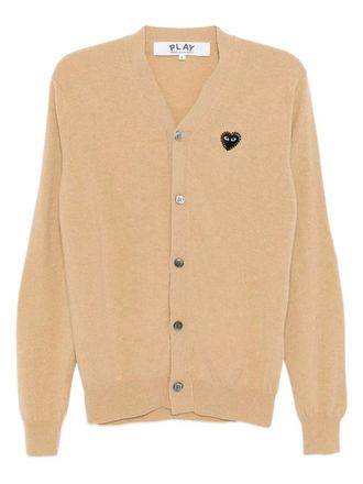Comme Des Gar&ccedil;ons heart-appliqu&eacute; cardigan - unisex - Wool - L - Neutrals