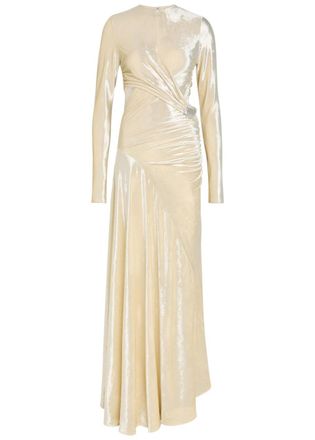 Paco Rabanne Embellished Velour Gown - Beige - 34 (UK6 / XS)