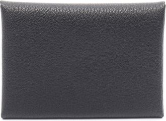 Herm&egrave;s Black Chevre Leather Coin Purse/Coin Case (Pre-Owned)