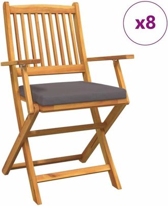 vidaXL Vidaxl - Folding Chair 8 pcs Grey 49 x 57.5 x 92cm Solid Acacia wood