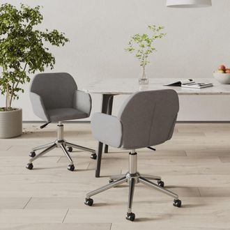 vidaXL Sillas De Comedor Giratorias 2 Unidades Tela Gris Claro Vidaxl