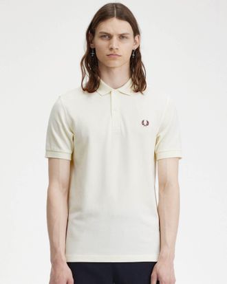 Fred Perry Mens Polo Shirt in Ivory Cotton - Size X-Large