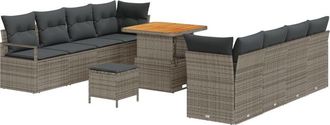 vidaXL Garden Sofa Set with Cushion 11 pcs Grey Poly rattan vidaXL